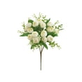 thumbnail image 1 of Artificial Tea Rose Camellia Silk Flower Bouquet | 15 Faux Tea Buds | 11.8 Inch | Long-Lasting No-Fade Decorative Floral Arrangement | Home Wedding Party Office Decor, 1 of 5