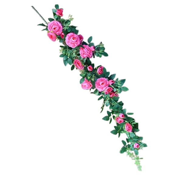 Artificial Tea Rose Garland, 5.9 Ft Fake Flower Vine, Wedding Arch Decor, Garden Wall Flowers, Party Backdrop, Indoor Outdoor Hanging Garland