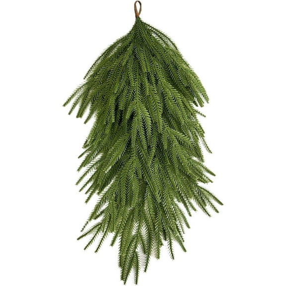 Artificial Teardrop Swag, Christmas Faux Pine Needles Teardrop Swag, Artificial Greenery Wreath Eucalyptus Sw Tear-drop