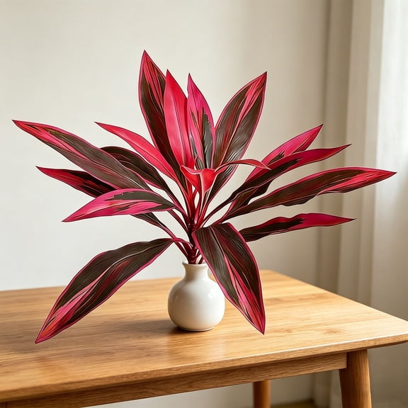 Artificial Ti Plant, Large Realistic Fern – Dragon’s Blood Tree Plant 21.6in for Home Decor