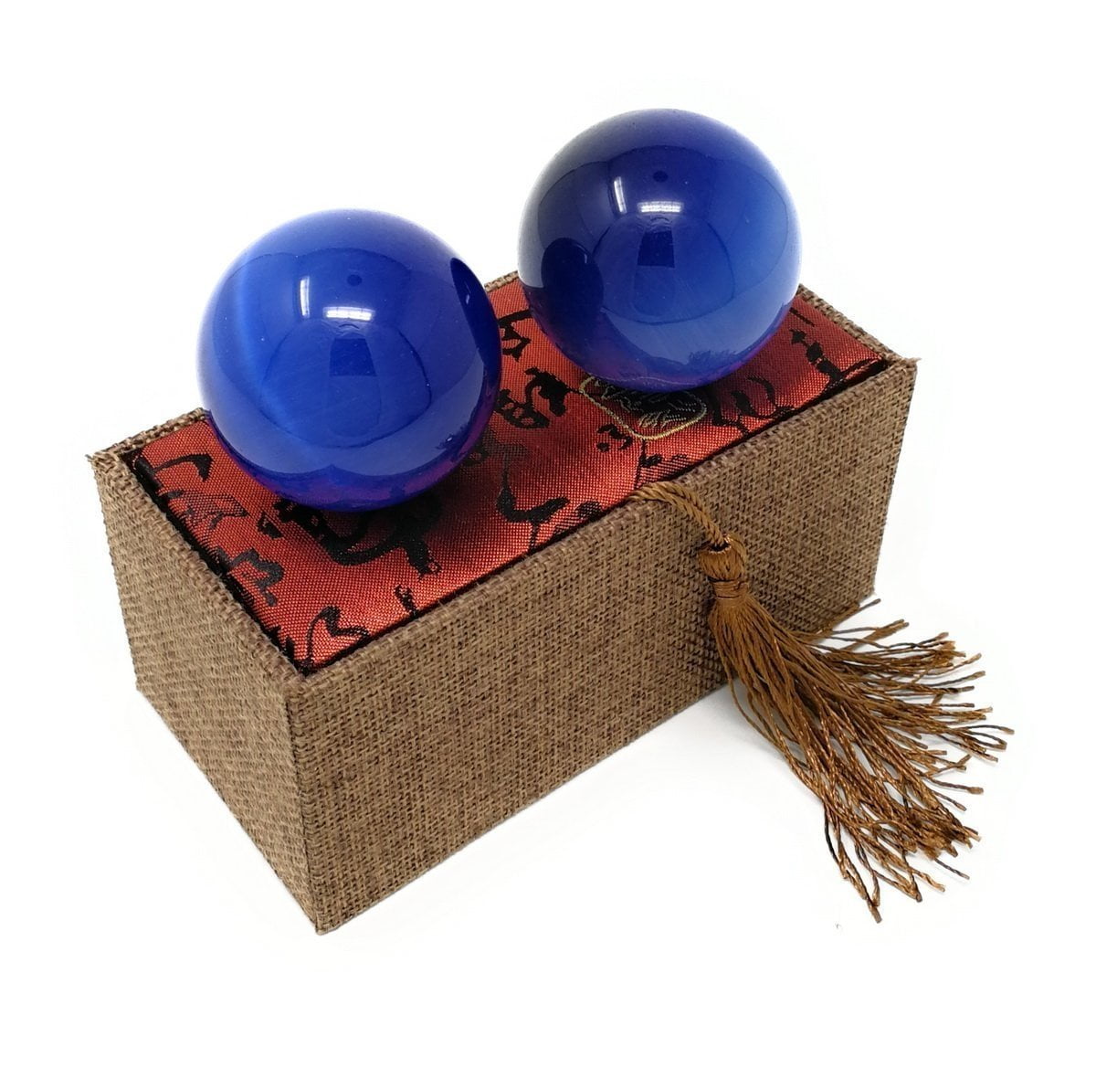 Artificial Tiger Eye Crystal Gemstone Quartz Chinese Health Stress Exercise Baoding Balls (Blue)