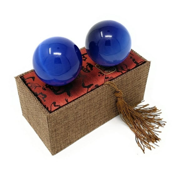 Artificial Tiger Eye Crystal Gemstone Quartz Chinese Health Stress Exercise Baoding Balls (Blue)