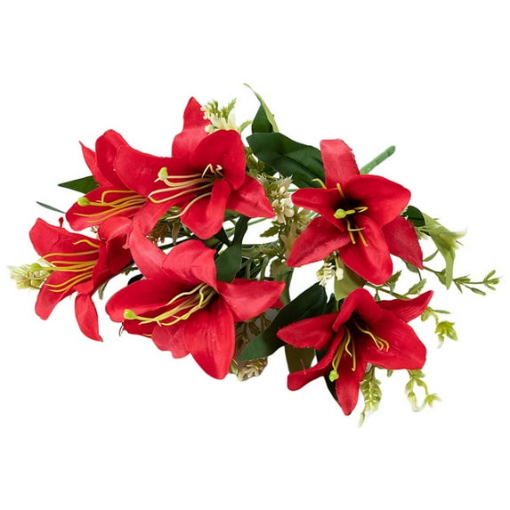 Artificial Tiger Lily Real Touch Lily Easter Lily Fake Flowers for Wedding Home Party Easter Decoration Plastic Lily Faux Flowers