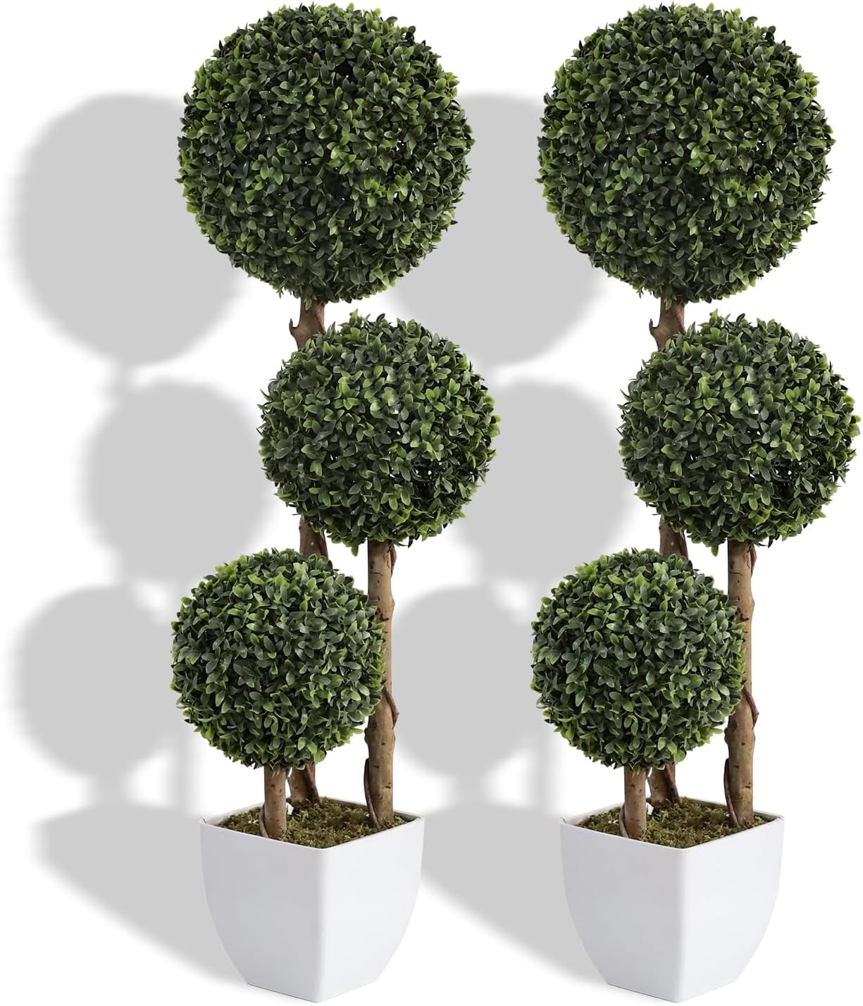 Artificial Topiaries Ball Tree Outdoor, 3ft Fake Topiary Triple Ball ...