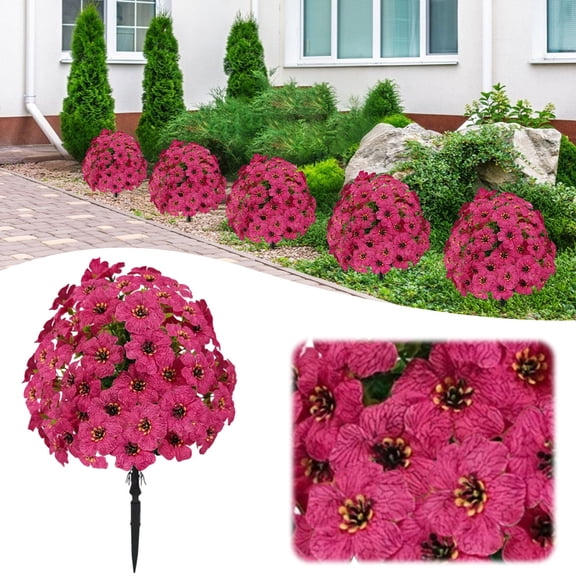 Artificial Topiary Ball Flowers,Artificial Boxwood Topiary Ball Trees With Ground Spikes,Uv Resistant Faux Greenery Shrubs,Fake Shrubs,Realistic Faux Plants Bushes for Garden, Porch & Patio 11.8"
