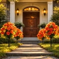 thumbnail image 1 of Artificial Topiary Ball Outdoor Decor - Weather-Resistant Plastic with Ground Stake for Porch, Garden, Walkway - Fall Halloween Thanksgiving Display Orange, 1 of 6