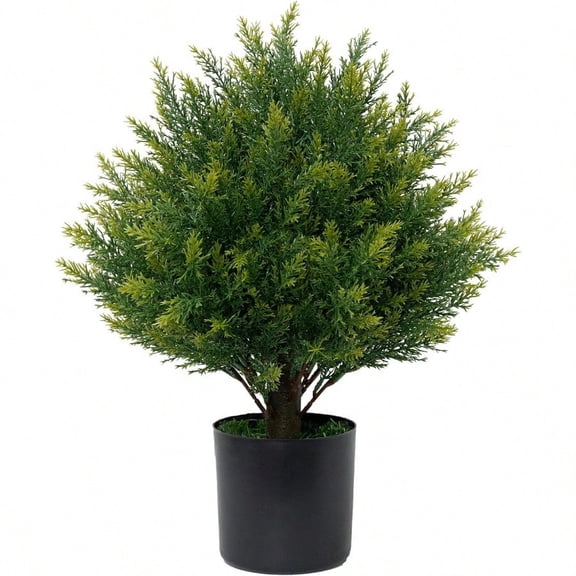 Artificial Topiary Ball Tree 19''T Faux Little Bush Ball Tree UV Resistant Shrub Potted Artificial Plant For Outdoor Indoor Front Porch Garden