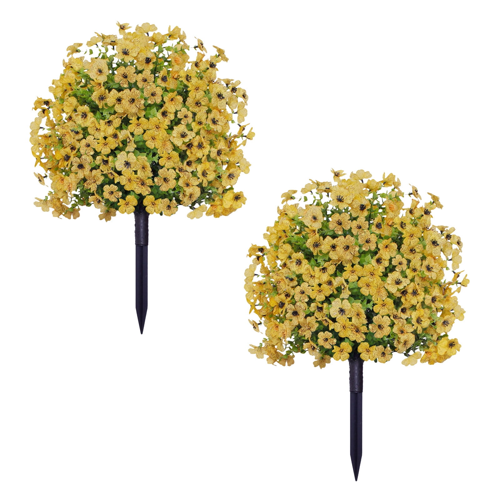 Set Of 2 Artificial Violet Topiary Ball Trees - UV Resistant, With Ground Spike For Outdoor Garden, Patio, Porch Decor (Blue)