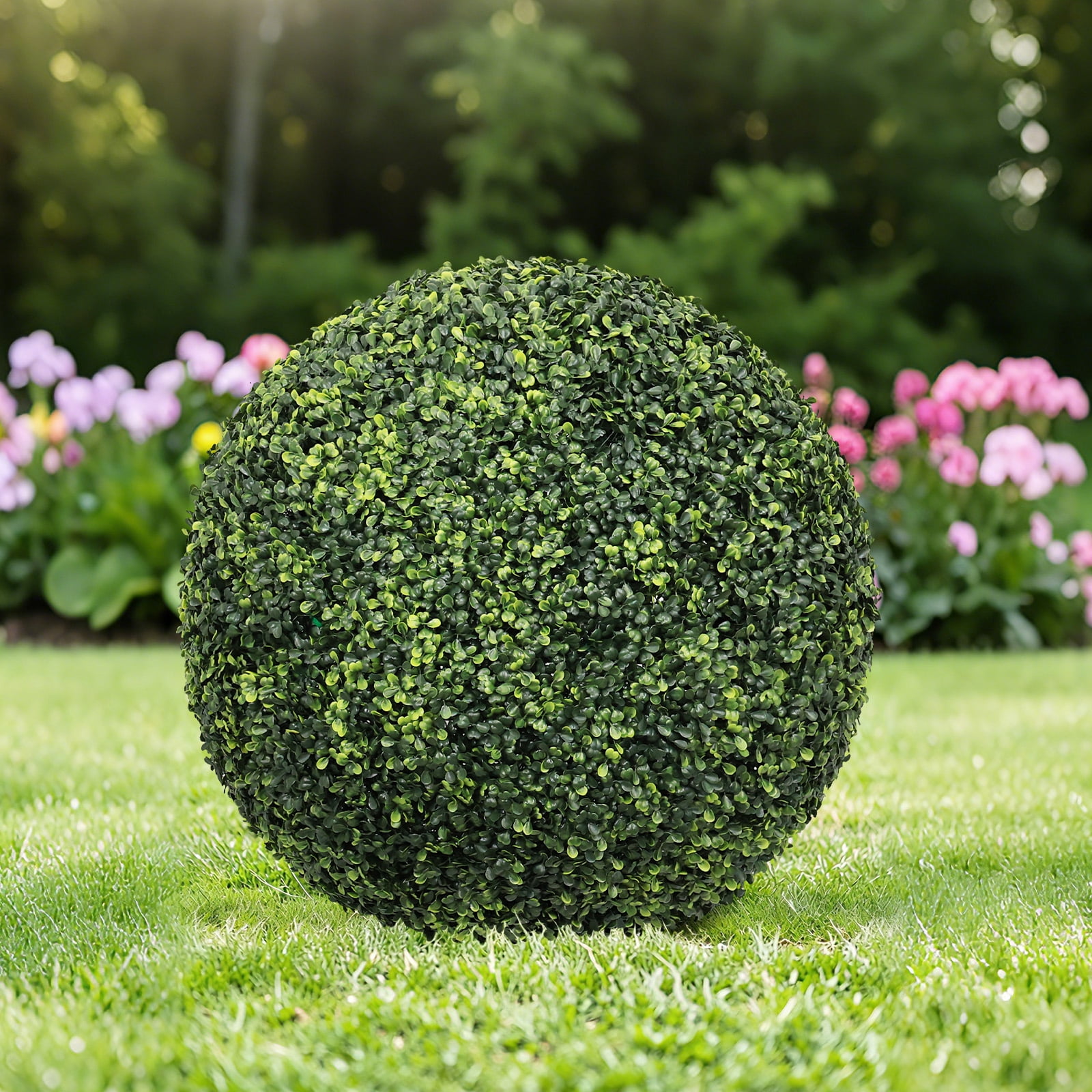 Artificial Topiary Balls, 22.4 Inch Faux Boxwood Decorative Green Spheres for Garden Front Porch Yard Patio, Green