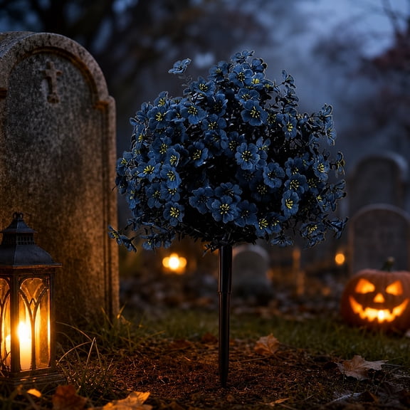 Artificial Topiary Bushes for Outdoors with Spike,Halloween Decoration Fall Pumpkin Boxwood Ball Fake Shrubs UV Resistant Faux Plants for Indoor Outdoor Fall Thanksgiving Halloween Decor