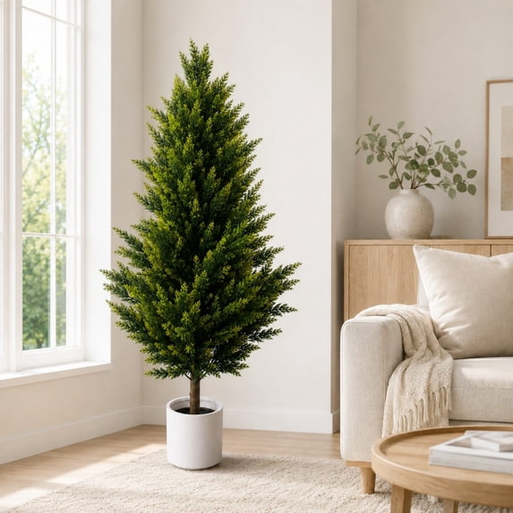 Artificial Topiary Cedar Trees, 5FT Artificial Tree for Outdoors ...