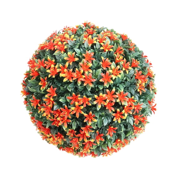 Artificial Topiary Flower Ball - Mini 8" Fake Hanging Topiary Ball for Front Porch Patio Garden Indoor Outdoor Home Orange