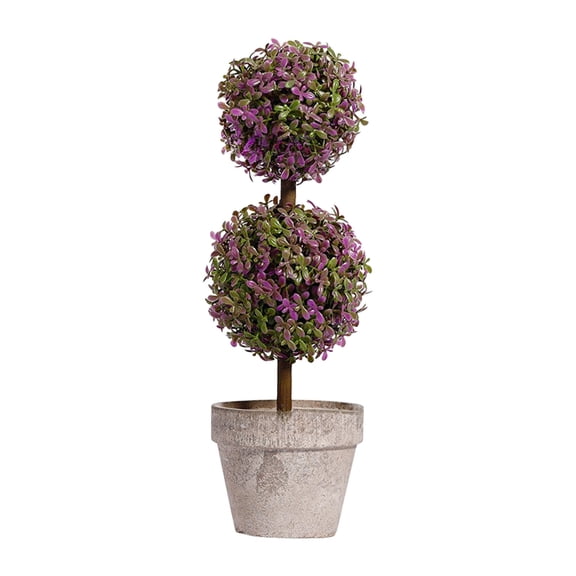 Artificial Topiary Potted Boxwood Plant Decoration, Small Fake Topiary Ball Tree Greenery Arrangements