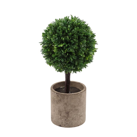 Artificial Topiary Potted Boxwood Plant, Ongmies 1Pc Small Fake Topiary Ball Tree Greenery Arrangements, Faux Grass Plant Model Vivid Bonsai Ornament Home Cabinet Shelf