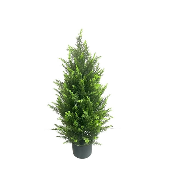 Artificial Topiary Tree Realistic Faux Cedar Pines Christmas Trees UV Fake Shrubs for Front Porch Faux Plants Indoor and Outdoor Decor, Hotel Decoration Floor Standing Green Artificial Plant 18"