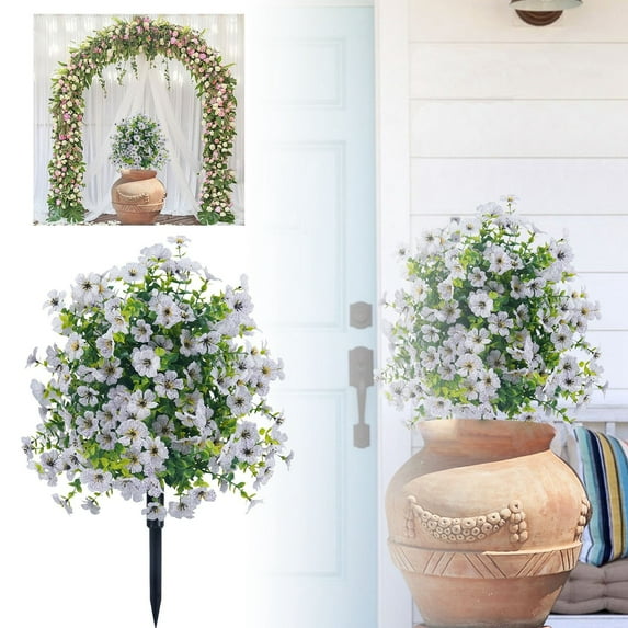 Artificial Topiary Trees - Ball Shaped Bushes with Ground Spikes for Indoor Outdoor Decor - UV Resistant Shrubs for Porch, Garden, Entryway - Low Maintenance