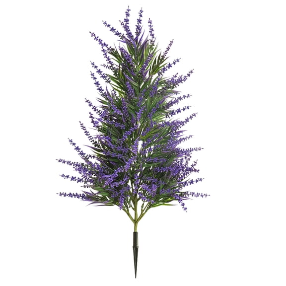 Artificial Topiary Trees with Ground Spike, 22" Lavender Shrubs UV Resistant, Bushes for Outdoor Yard Garden Porch Patio Decoration, Purple Flowers