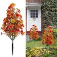 thumbnail image 1 of Artificial Topiary Trees Verdsylv Fall Artificial Plants Topiary Trees - Set of 2 Faux Shrubs with 17-Inch Bushes And Autumn Leaves" for Outdoor Porch Garden Decor, Faux Shrubs with Ground Stake, B, 1 of 7