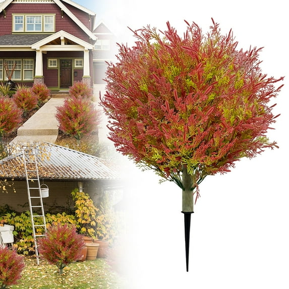 Artificial Topiary Trees with Ground Spike One 24" Tall UV Resistant Faux Shrubs Fake Plant Artificial Bushes for Indoor Outdoor Front Porch Garden