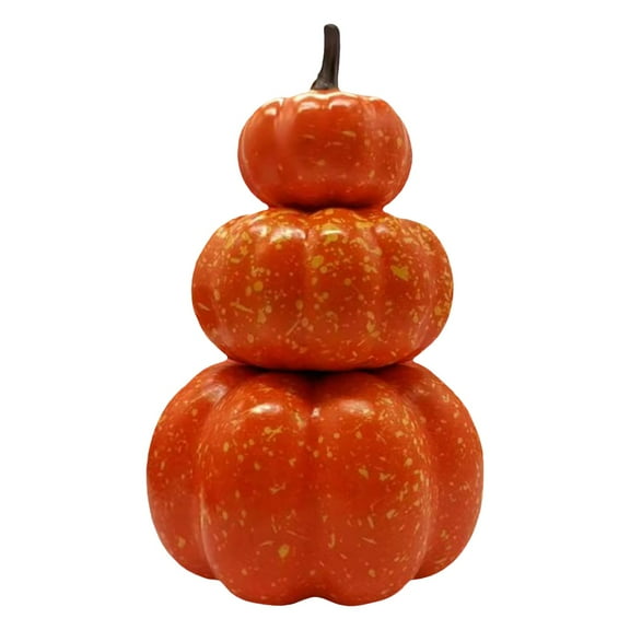 3 Pcs Stacked Artificial Pumpkins Fake Plastic Foam Jack-o'-Lantern Special Tower Pumpkins Decoration Fall Thanksgiving Halloween Displaying,Assorted Faux Pumpkin for Halloween(B,8.66x5.12")