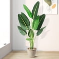 thumbnail image 1 of Artificial Tree Bird of Paradise Artificial Plant, 60 Inches Artificial Faux Banana Leaf Plants with Pot, 5ft Artificial Standing Plants with 8 Trunks for Home Office Decor, 1 of 8