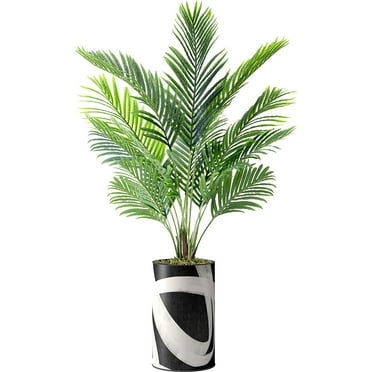 Artificial Tree in Contemporary Pattern Planter, Fake Areca Tropical Palm Silk Tree for Indoor and Outdoor Home Decoration - 57" Overall Tall (Plant Pot Plus Tree)