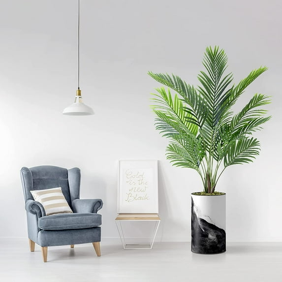 Artificial Tree in Contemporary Planter, Fake Areca Tropical Palm Silk Tree for Indoor and Outdoor Home Decoration - 57" Overall Tall (Plant Pot Plus Tree)