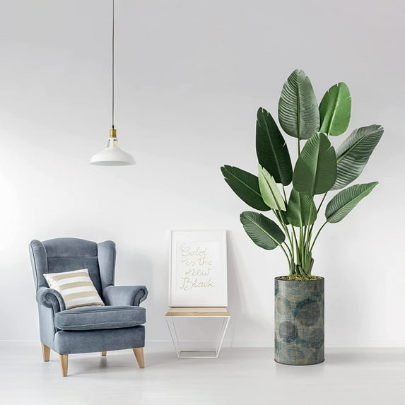 Artificial Tree in Contemporary Planter, Fake Bird of Paradise Silk Tree for Indoor and Outdoor Home Decoration - 58" Overall Tall (Plant Pot Plus Tree)