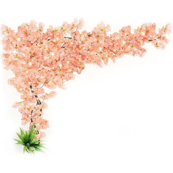 Artificial Tree, Fake Tree Cherry Blossoms Tree Artificial Champagne Pink Tree for Party, Wedding, Office, Home Decor, Indoor & Outdoor