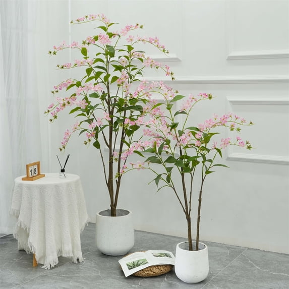 Artificial Tree,Flower Plants Artificial Tree,5ft Faux Floral Plant Blooming Tree in Pot,Artificial Tree Greenery Potted Plant for Indoor Outdoor Office Home Porch Decor