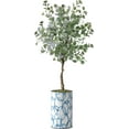 thumbnail image 1 of Artificial Tree in Geometric Pattern Planter, Fake Eucalyptus Silk Tree for Indoor and Outdoor Home Decoration - 57" Overall Tall (Plant Pot Plus Tree), 1 of 5