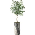 thumbnail image 1 of Artificial Tree in Geometric Pattern Planter, Fake Eucalyptus Silk Tree for Indoor and Outdoor Home Decoration - 66" Overall Tall (Plant Pot Plus Tree), 1 of 5