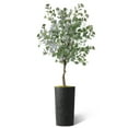 thumbnail image 1 of Artificial Tree in Geometric Spiral Pattern Planter, Fake Eucalyptus Silk Tree for Indoor and Outdoor Home Decoration - 66" Overall Tall (Plant Pot Plus Tree), 1 of 5