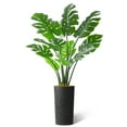 thumbnail image 1 of Artificial Tree in Geometric Spiral Pattern Planter, Fake Monstera Silk Tree for Indoor and Outdoor Home Decoration - 65" Overall Tall (Plant Pot Plus Tree), 1 of 5