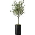 thumbnail image 1 of Artificial Tree in Geometric Spiral Pattern Planter, Fake Olive Silk Tree for Indoor and Outdoor Home Decoration - 60" Overall Tall (Plant Pot Plus Tree), 1 of 5