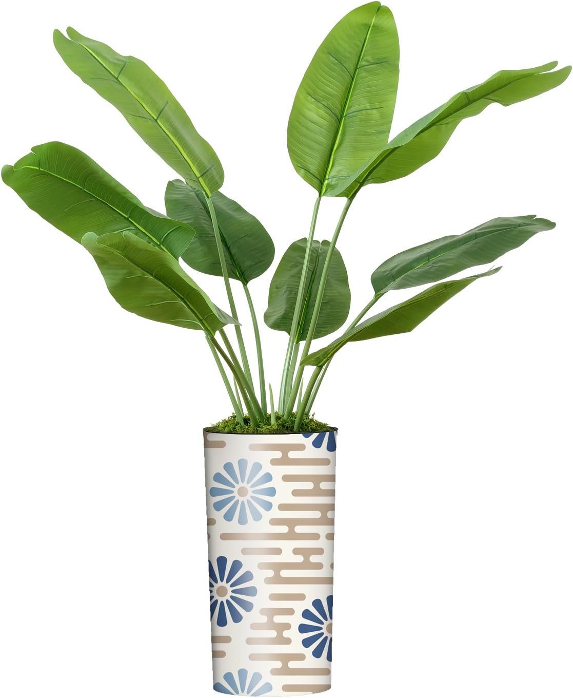 Artificial Tree In Contemporary Geometric Pattern Planter, Fake Banana