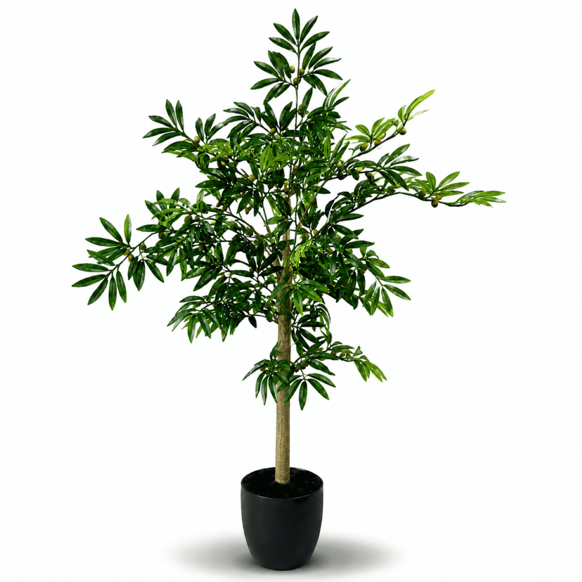 4ft Artificial Olive Tree in Black Growers Pot by LCG Florals, Fake Indoor Faux Tree for Living Room, Office, and Home Decor