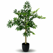 4ft Artificial Olive Tree in Black Growers Pot by LCG Florals, Fake Indoor Faux Tree for Living Room, Office, and Home Decor