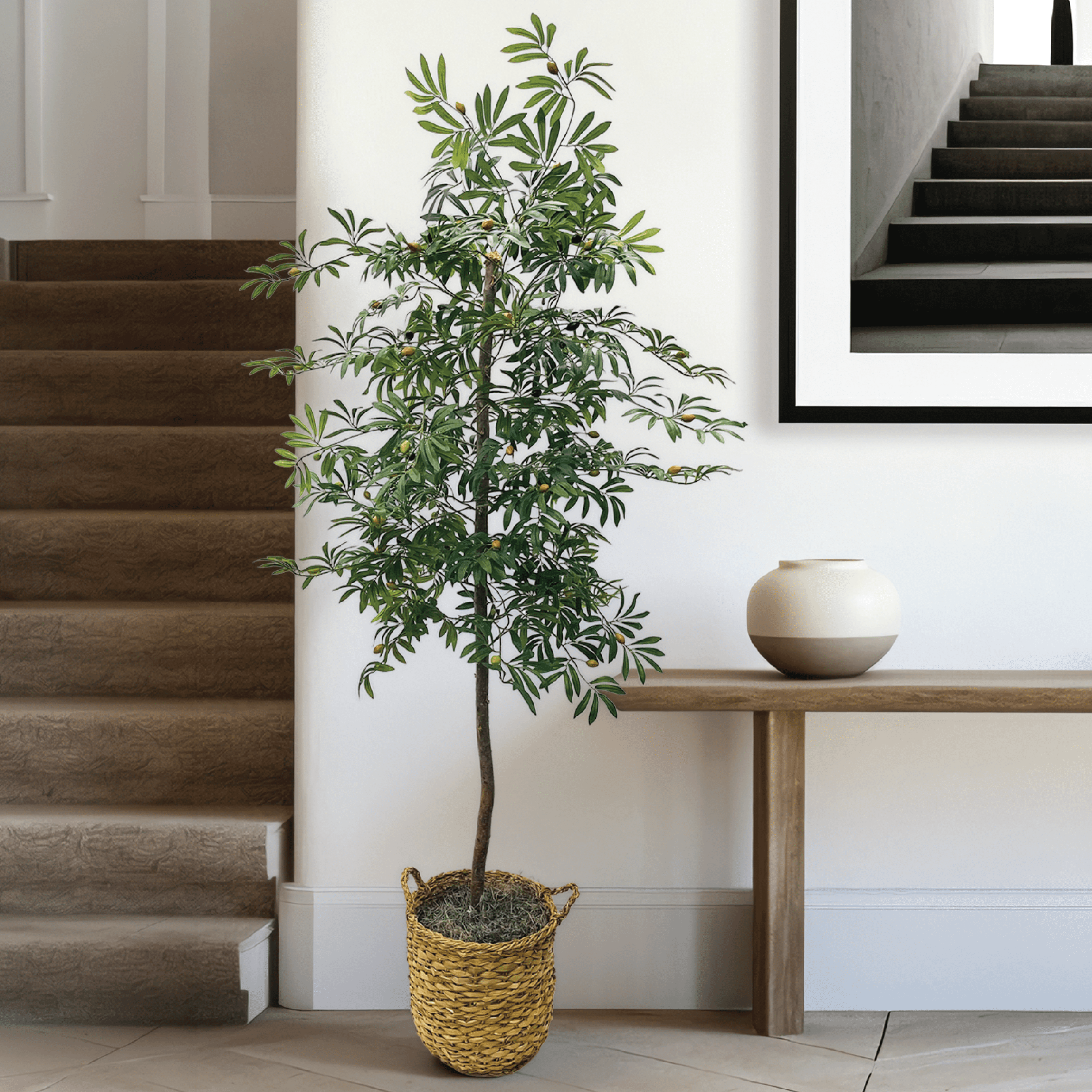 Artificial Tree, LCG Florals 6ft Olive Tree in Deco Basket, Fake Indoor Faux Tree for Living Room, Office, and Home Decor