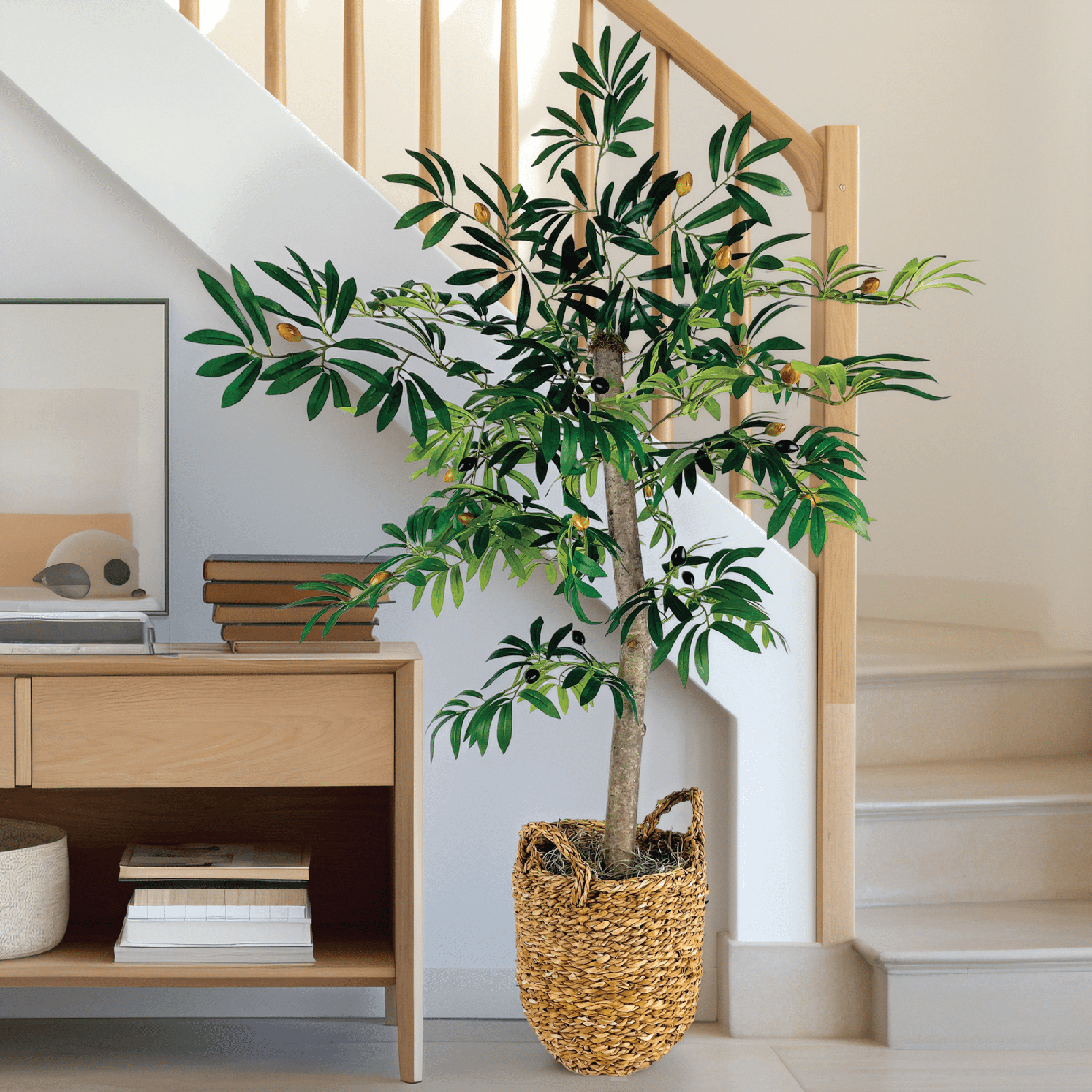 Artificial Tree, LCG Florals 4ft Olive Tree in Deco Basket, Fake Indoor Faux Tree for Living Room, Office, and Home Decor
