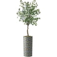 thumbnail image 1 of Artificial Tree in Modern Geometric Pattern Planter, Fake Eucalyptus Silk Tree for Indoor and Outdoor Home Decoration - 66" Overall Tall (Plant Pot Plus Tree), 1 of 4