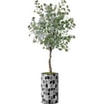 thumbnail image 1 of Artificial Tree in Modern Geometric Pattern Planter, Fake Eucalyptus Silk Tree for Indoor and Outdoor Home Decoration - 57" Overall Tall (Plant Pot Plus Tree), 1 of 5