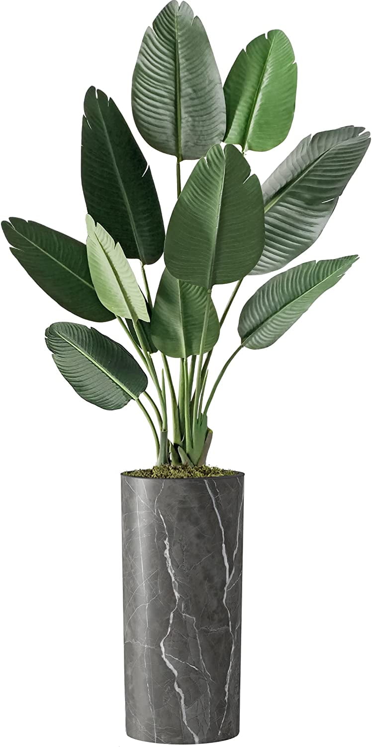 Artificial Tree in Geometric Pattern Planter, Fake Bird of Paradise Silk Tree, Artificial Plant for high quality Indoor and Outdoor Home Decor