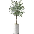 thumbnail image 1 of Artificial Tree in Modern Swirl Pattern Planter, Fake Eucalyptus Silk Tree for Indoor and Outdoor Home Decoration - 57" Overall Tall (Plant Pot Plus Tree), 1 of 5