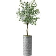 thumbnail image 1 of Artificial Tree in Modern Triangel Pattern Planter, Fake Eucalyptus Silk Tree for Indoor and Outdoor Home Decoration - 66" Overall Tall (Plant Pot Plus Tree), 1 of 5