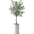 thumbnail image 1 of Artificial Tree in White Marble Effect Planter, Fake Eucalyptus Silk Tree for Indoor and Outdoor Home Decoration - 57" Overall Tall (Plant Pot Plus Tree), 1 of 5