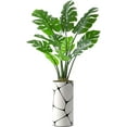 thumbnail image 1 of Artificial Tree in Geometric Pattern Planter, Fake Monstera Silk Tree for Indoor and Outdoor Home Decoration - 65" Overall Tall (Plant Pot Plus Tree), 1 of 5