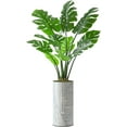 thumbnail image 1 of Artificial Tree in Geometric Pattern Planter, Fake Monstera Silk Tree for Indoor and Outdoor Home Decoration - 65" Overall Tall (Plant Pot Plus Tree), 1 of 5