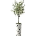 thumbnail image 1 of Artificial Tree in Geometric Pattern Planter, Fake Olive Silk Tree for Indoor and Outdoor Home Decoration - 68" Overall Tall (Plant Pot Plus Tree), 1 of 5