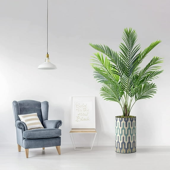 Artificial Tree in Modern Planter, Fake Areca Tropical Palm Silk Tree for Indoor and Outdoor Home Decoration - 57" Overall Tall (Plant Pot Plus Tree)